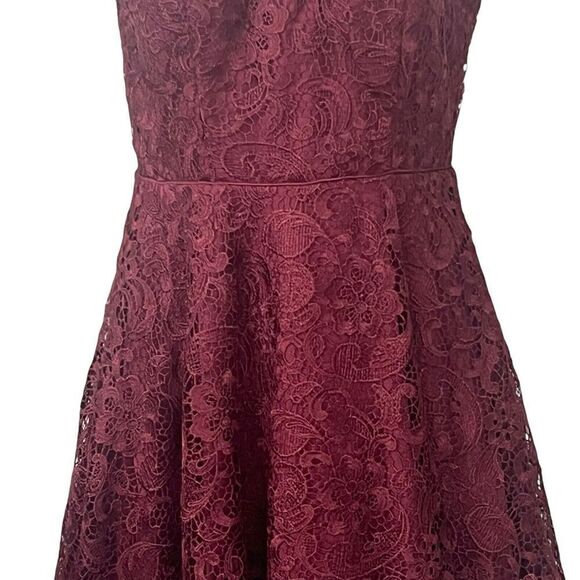 Haute Nites Sz 3 Dress Floral Lace High Neck Keyhole Fairygoth Fit & Flare - Picture 3 of 10